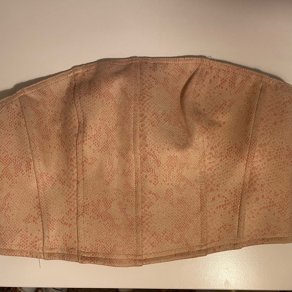 Pink snake skin strapless top